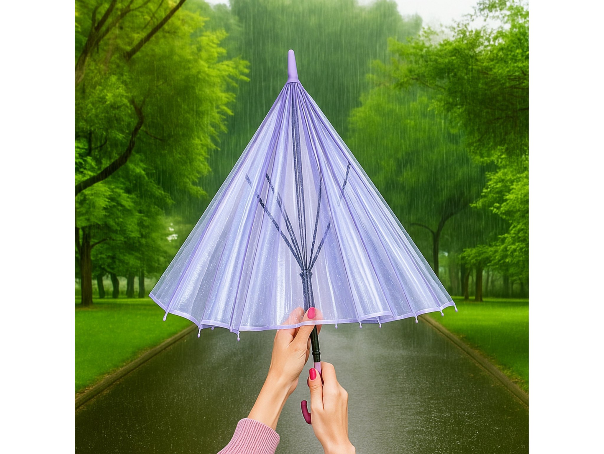 PARASOL PRZEZROCZYSTY 72cm - fioletowy