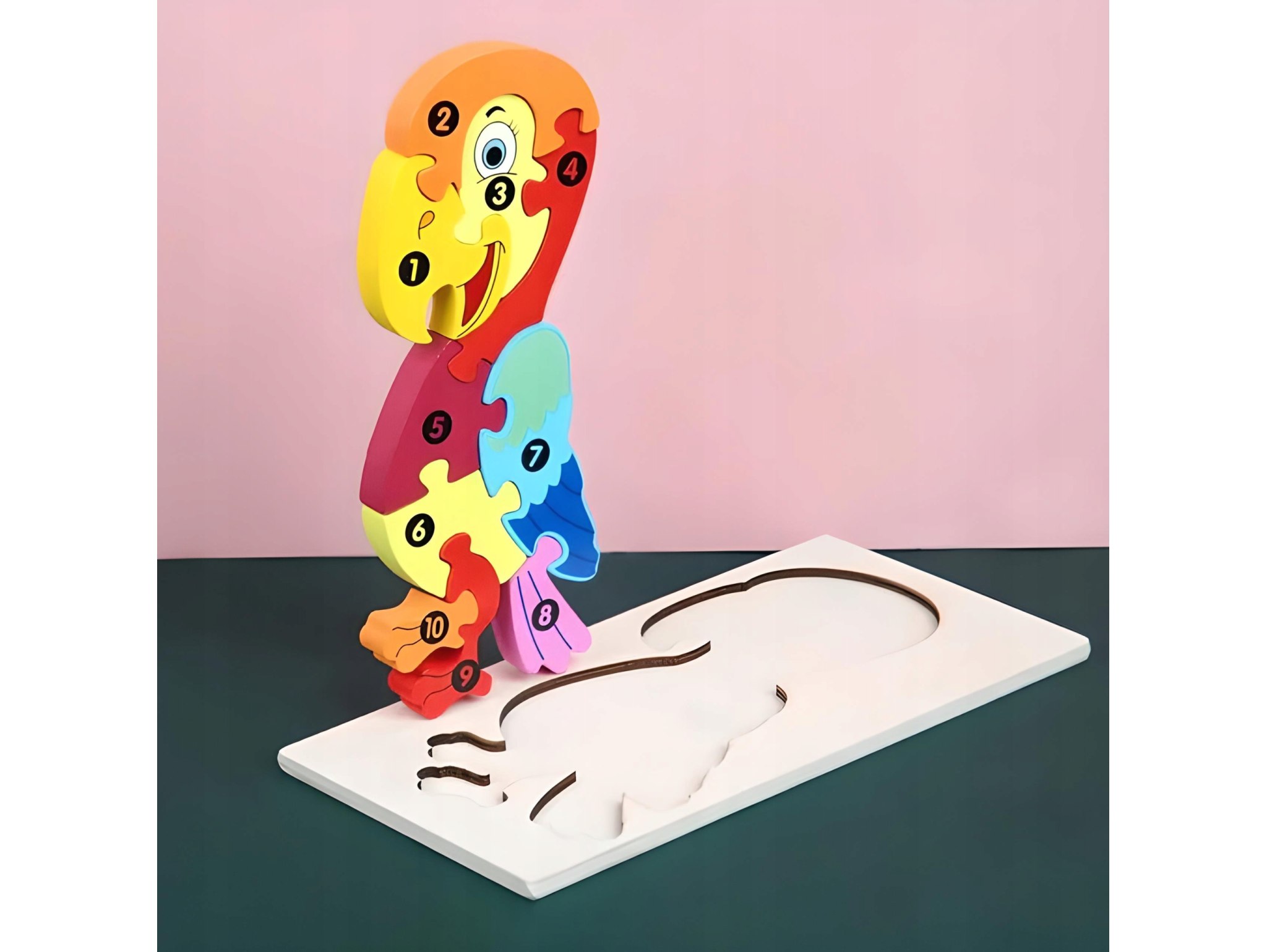 PUZZLE KLOCKI DREWNIANE EDUKACYJNE - papuga