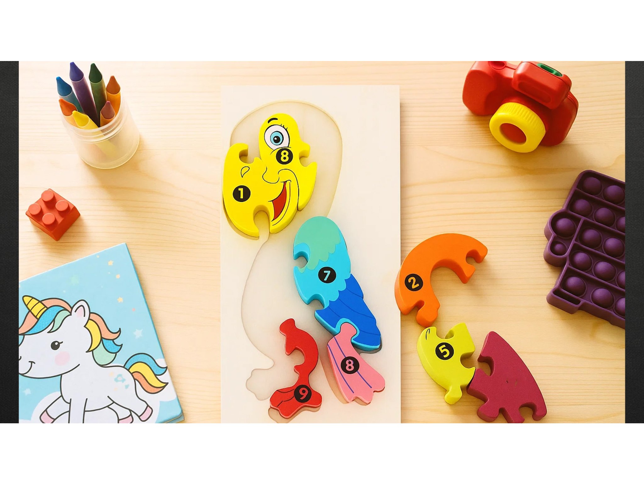 PUZZLE KLOCKI DREWNIANE EDUKACYJNE - papuga