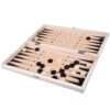 SZACHY DREWNIANE 3w1 34x34cm - plastikowe pionki