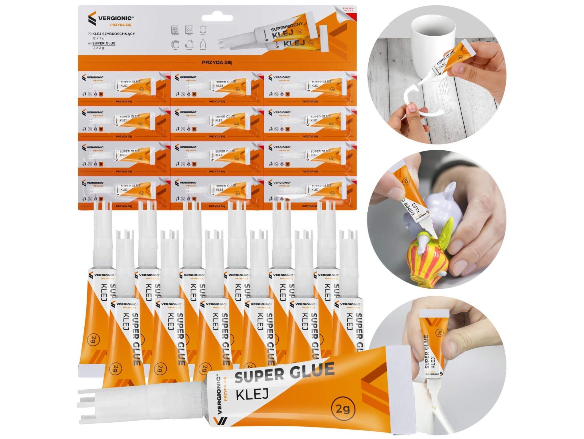VERGIONIC KLEJ SZYBKOSCHNĄCY 12x 2g
