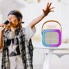 ZESTAW KARAOKE 2 MIKROFONY LED BLUETOOTH - beżowy