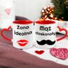 ZESTAW KUBKÓW NA WALENTYNKI CZERWONY UCHWYT SERCE