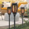 ZESTAW LAMP SOLARNYCH OGRODOWYCH POCHODNI 12LED 50CM 8SZT