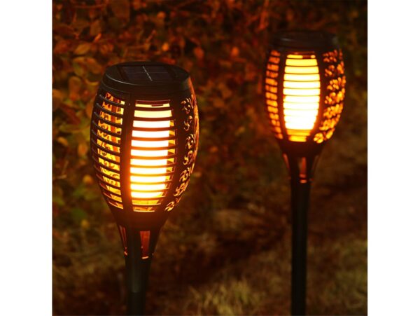ZESTAW LAMP SOLARNYCH OGRODOWYCH POCHODNI 12LED 50CM 8SZT