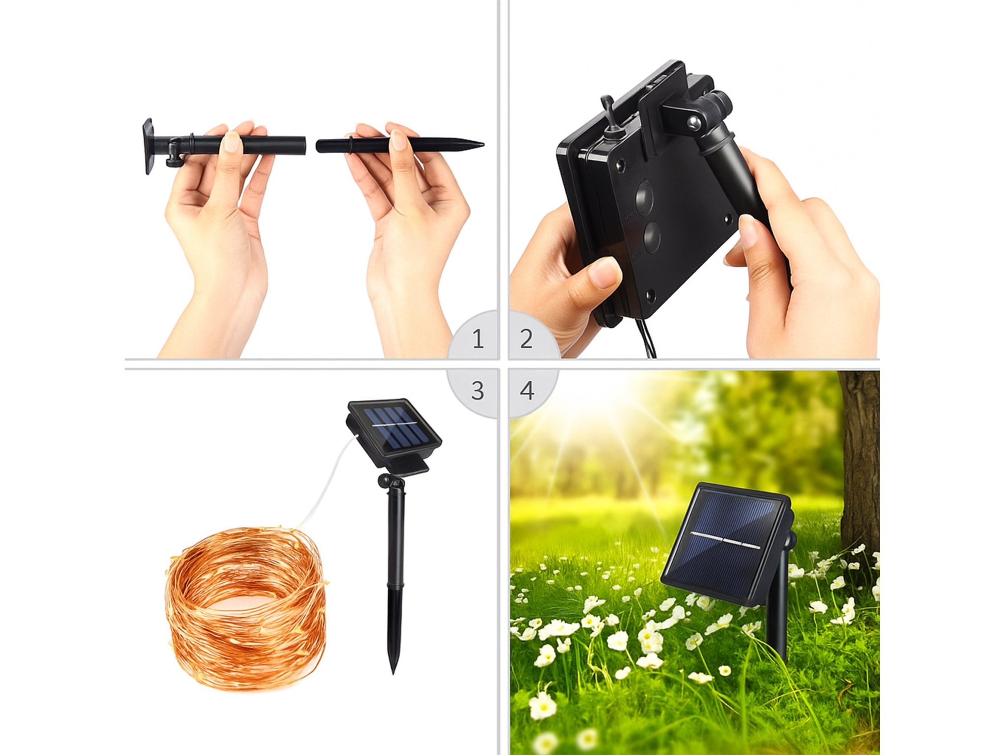 LAMPKI 200 LED DRUCIKI SOLARNE - ciepły biały