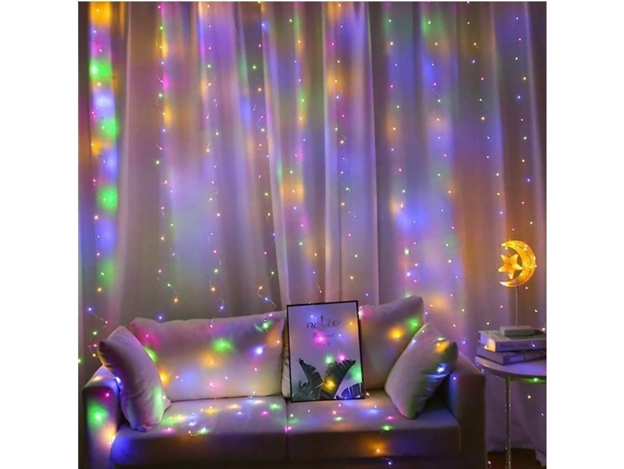 LAMPKI DRUCIKI KURTYNA 3x3m USB - multikolor