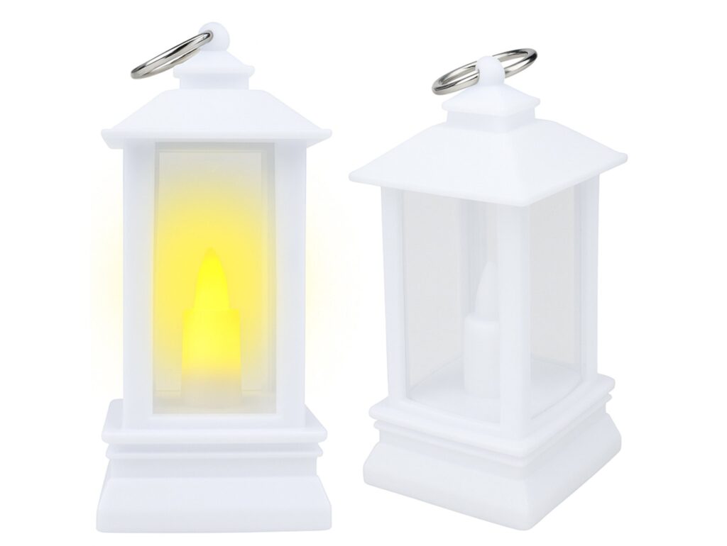 LATARNIA LATERENKA MINI PLASTIKOWA ZE ŚWIECZKĄ 9x4,5x4,5cm - biały