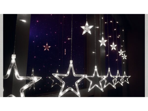 KURTYNA GWIAZDKI LED LAMPKI 2,5M - zimny biały