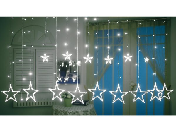 KURTYNA GWIAZDKI LED LAMPKI 2,5M - zimny biały