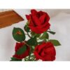 RÓŻA KWIAT SZTUCZNY 38cm 3 KWIATY W DONICZCE - czerwony