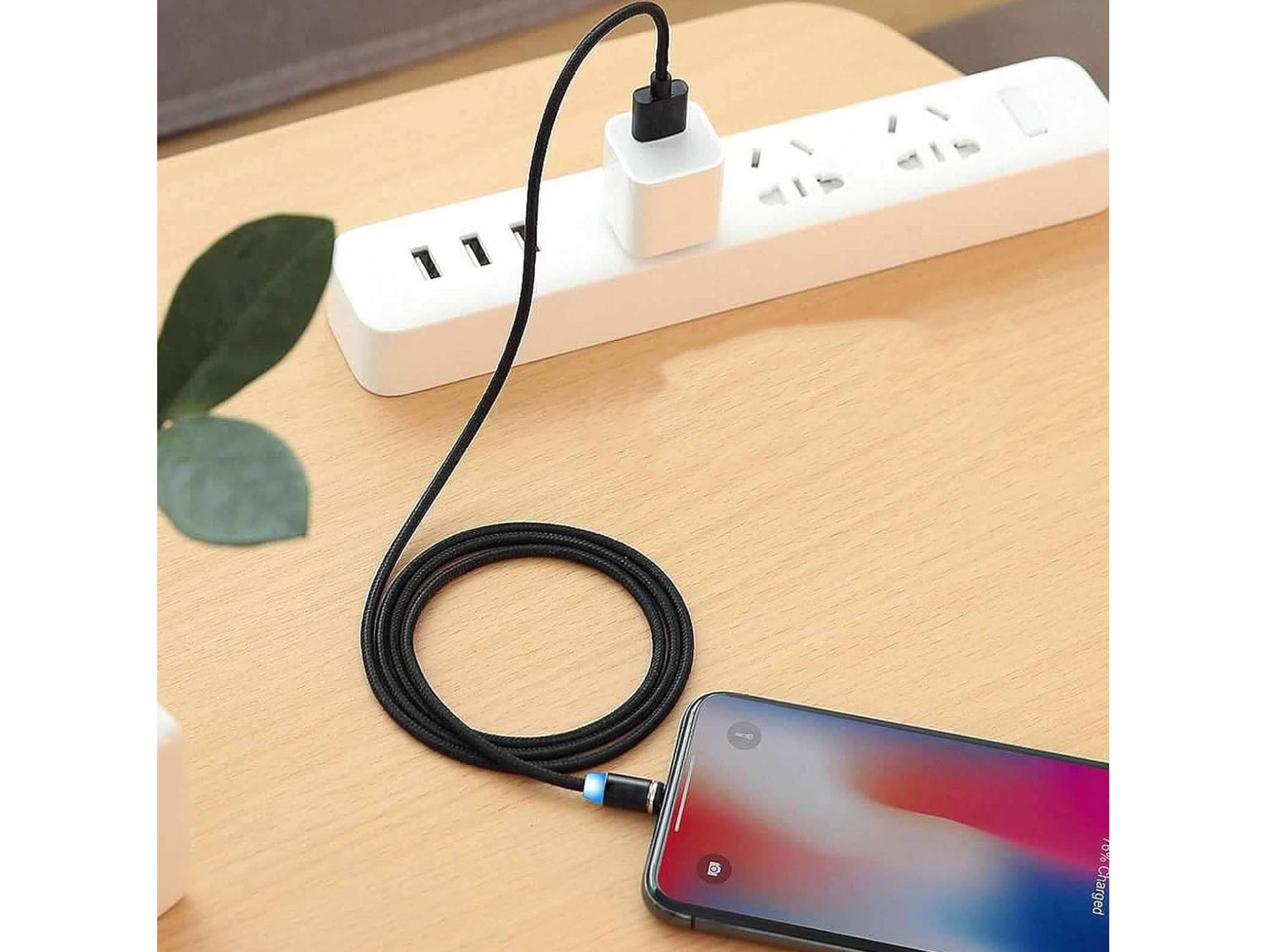 KABEL USB-MICRO USB-C LIGHTNING TYP-C 3w1 MAGNETYCZNY - czarny