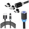KABEL USB-MICRO USB-C LIGHTNING TYP-C 3w1 MAGNETYCZNY - czarny