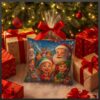 POSZEWKA NA PODUSZKĘ ŚWIĄTECZNA 40x40 - Mikołaj z Elfami