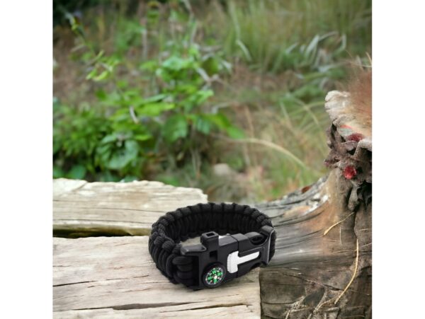 BRANSOLETKA SURVIVAL Z AKCESORIAMI - czarny x10