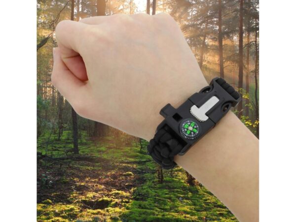 BRANSOLETKA SURVIVAL Z AKCESORIAMI - czarny x10