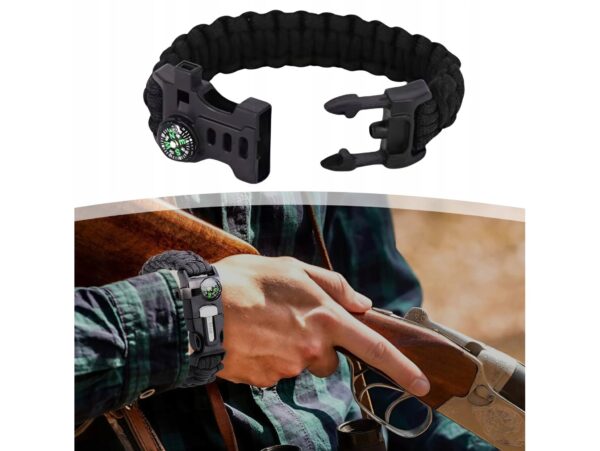 BRANSOLETKA SURVIVAL Z AKCESORIAMI - czarny x10