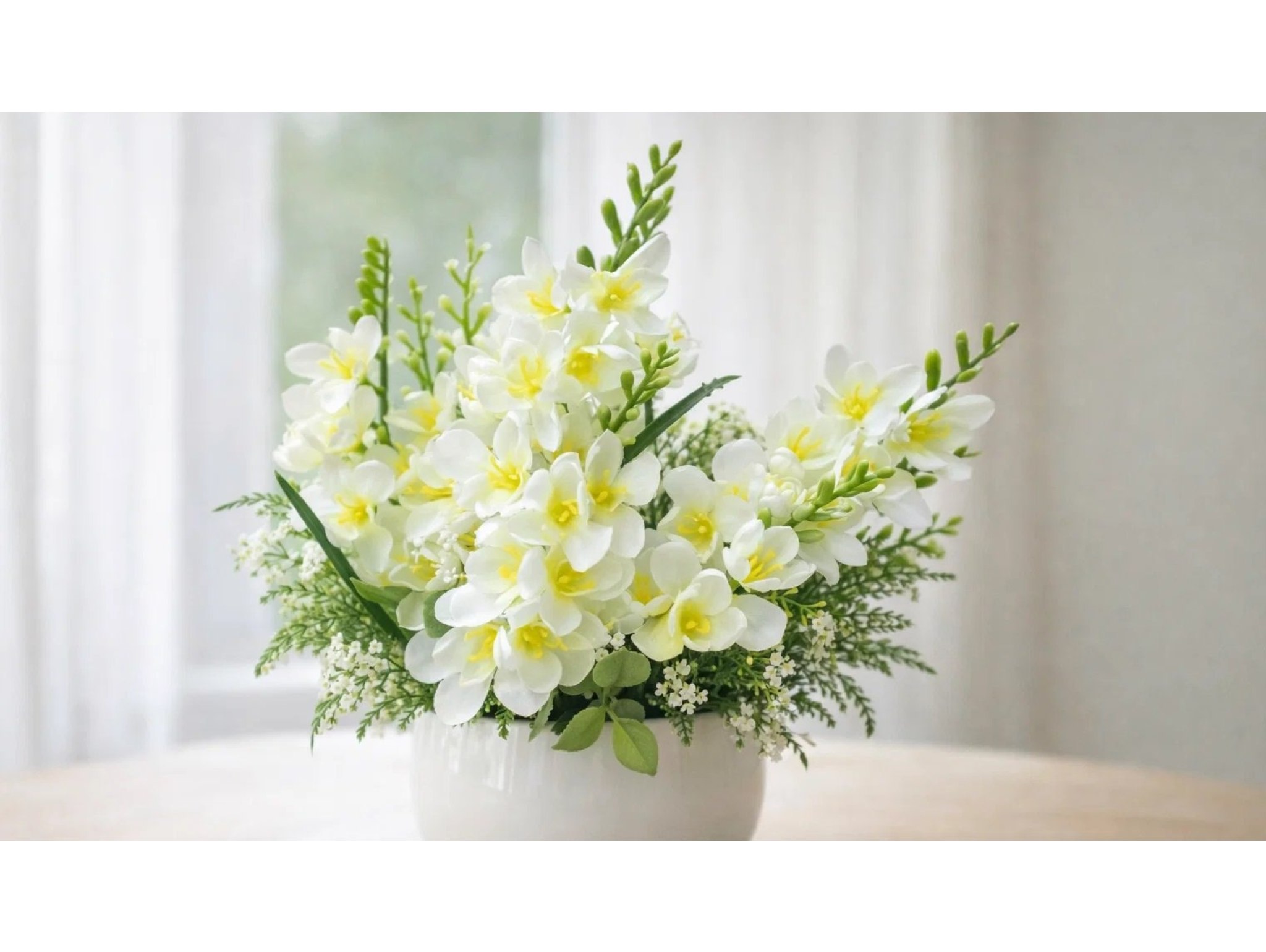 FREZJA SZTUCZNA POJEDYNCZA 62CM 2 RAMIONA (główka 15-16cm) - biały