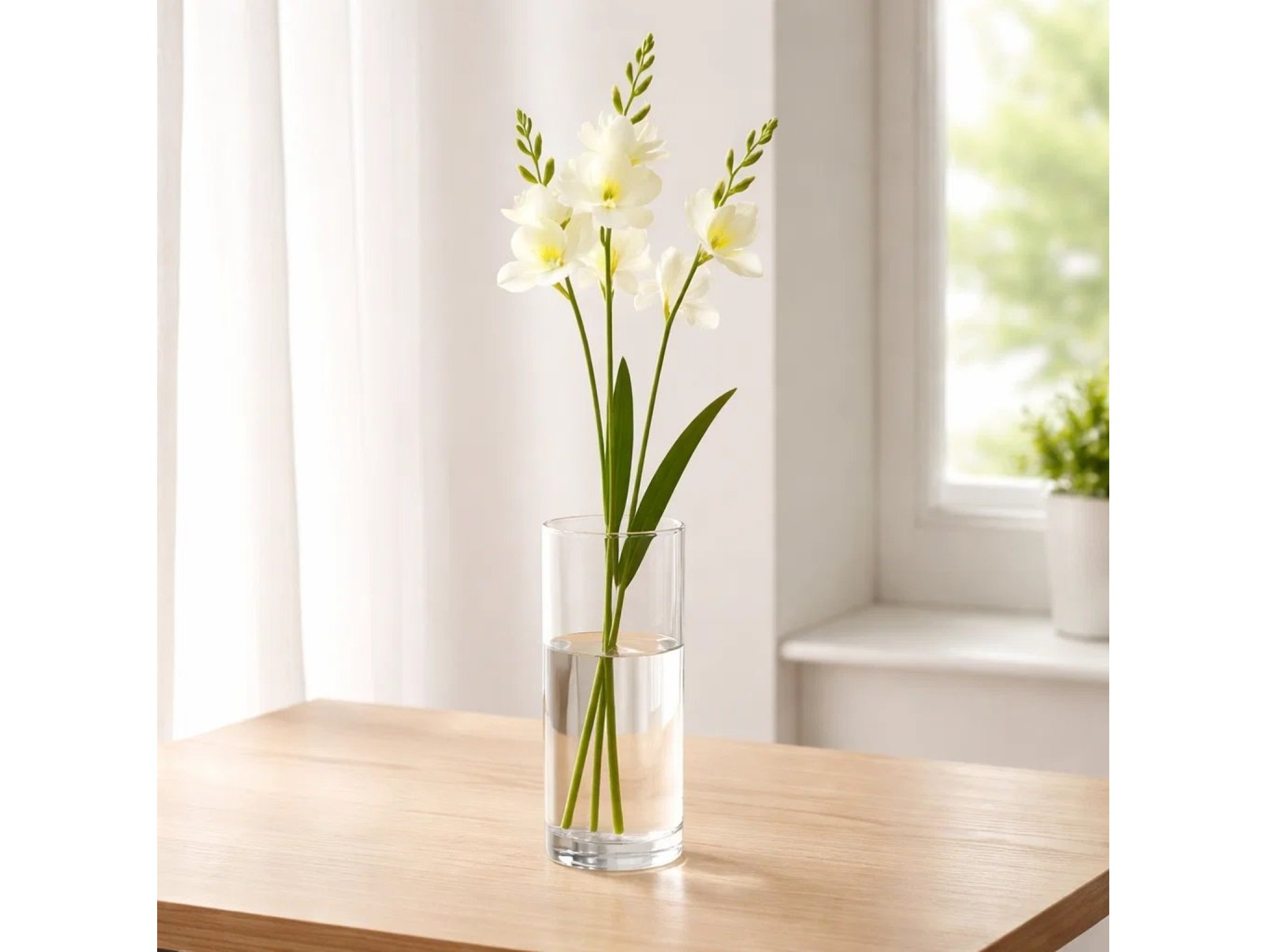 FREZJA SZTUCZNA POJEDYNCZA 62CM 2 RAMIONA (główka 15-16cm) - biały