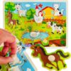 KLOCKI EDUKACYJNE PUZZLE DREWNIANE FARMA