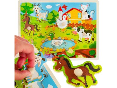 KLOCKI EDUKACYJNE PUZZLE DREWNIANE FARMA