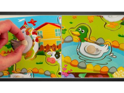 KLOCKI EDUKACYJNE PUZZLE DREWNIANE FARMA