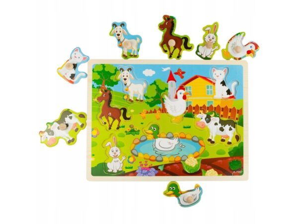 KLOCKI EDUKACYJNE PUZZLE DREWNIANE FARMA