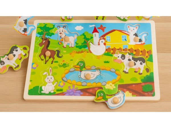 KLOCKI EDUKACYJNE PUZZLE DREWNIANE FARMA
