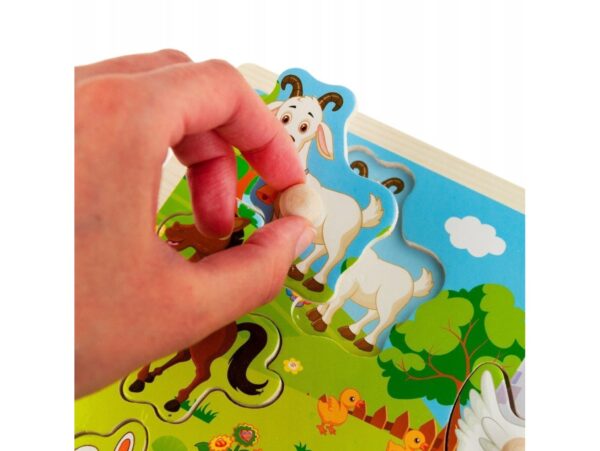 KLOCKI EDUKACYJNE PUZZLE DREWNIANE FARMA