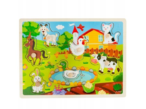 KLOCKI EDUKACYJNE PUZZLE DREWNIANE FARMA