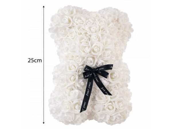 MIŚ Z RÓŻ 25cm + BOX - biały