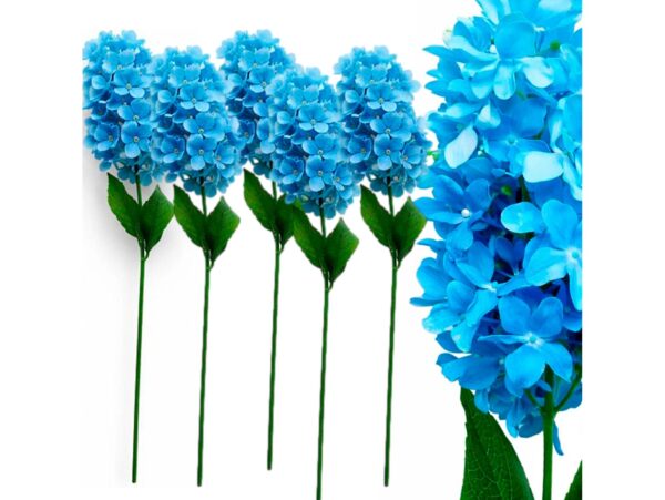 HORTENSJA SZTUCZNA POJEDYNCZA 90CM (kwiat 25cm) NIEBIESKA 5SZT