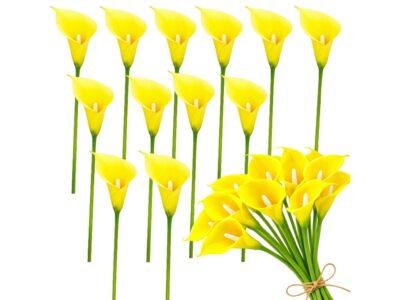 KALIA GUMOWA SZTUCZNA 31CM (kwiat 8x5cm) ŻÓŁTY 12SZT