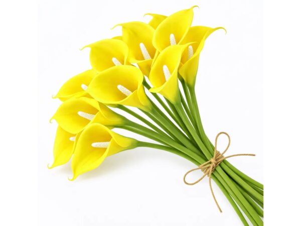 KALIA GUMOWA SZTUCZNA 31CM (kwiat 8x5cm) ŻÓŁTY 12SZT