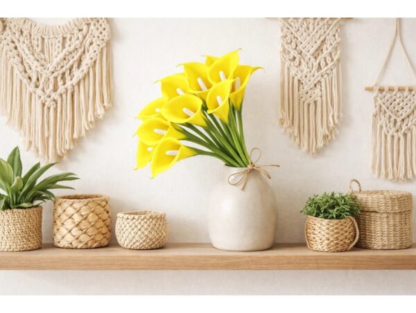 KALIA GUMOWA SZTUCZNA 31CM (kwiat 8x5cm) ŻÓŁTY 12SZT