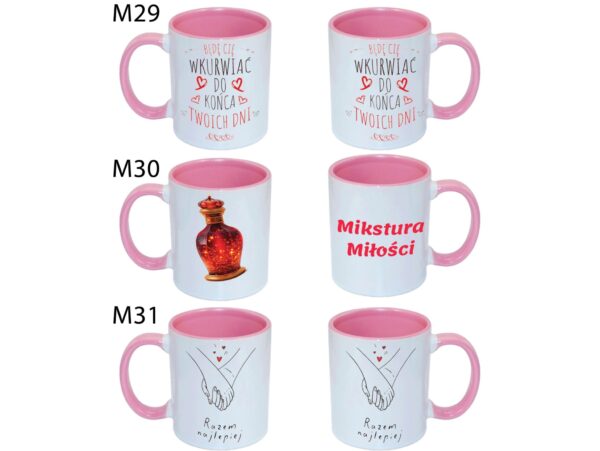 KUBEK DO SUBLIMACJI 330ML RÓŻOWY UCHWYT
