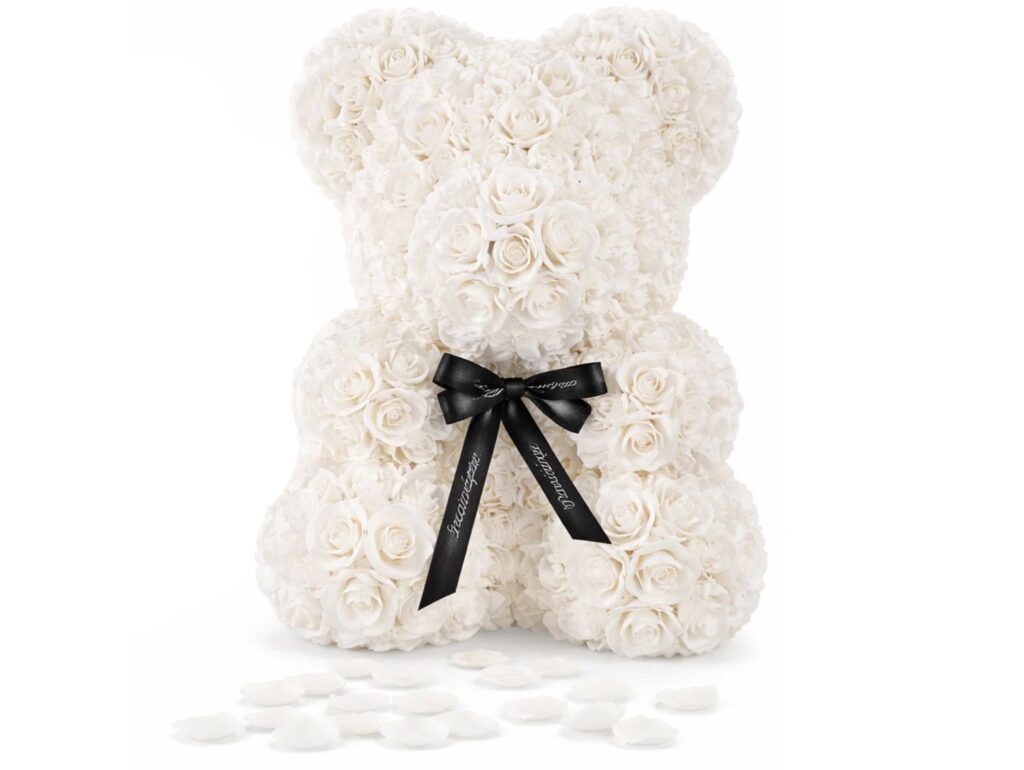 MIŚ Z RÓŻ 25cm - biały
