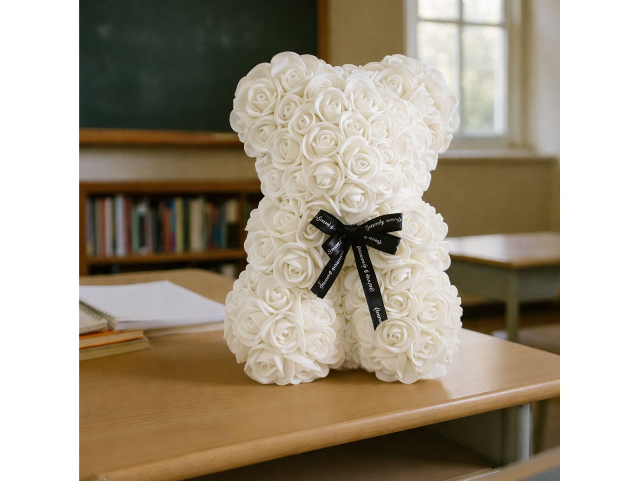 MIŚ Z RÓŻ 25cm - biały