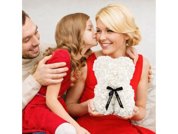MIŚ Z RÓŻ 25cm - biały