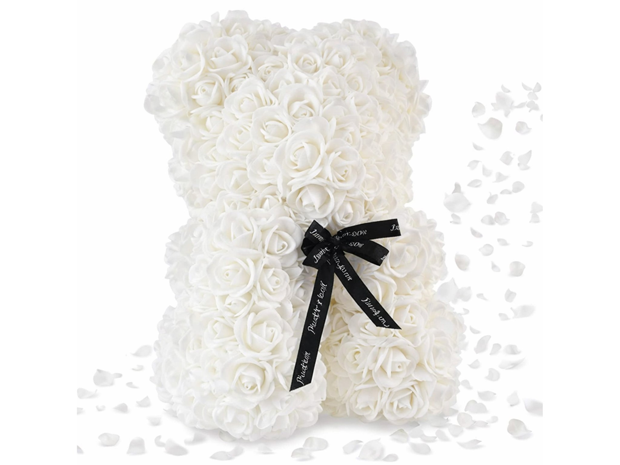 MIŚ Z RÓŻ 25cm - biały