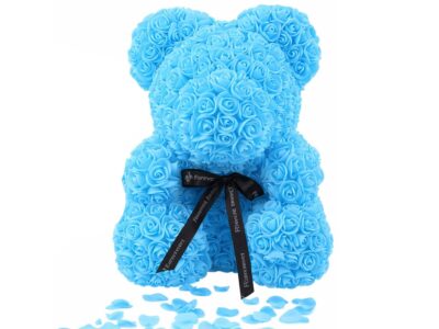 MIŚ Z RÓŻ 25cm - niebieski