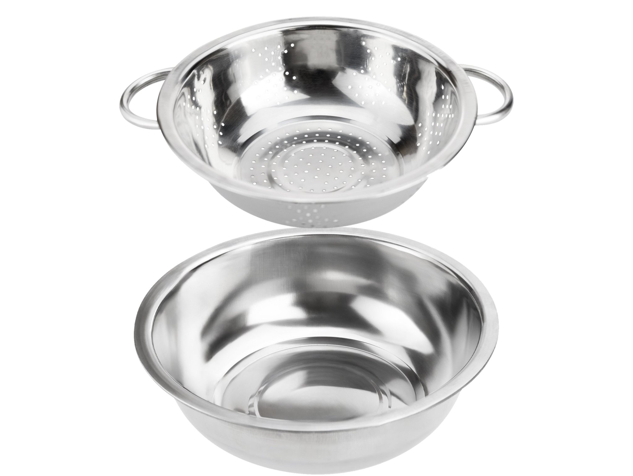 MISKA METALOWA 27CM + DURSZLAK SITKO CEDZAK ZE STALI Z UCHWYTAMI 23CM