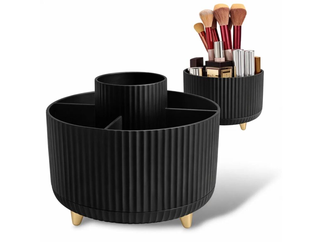 ORGANIZER NA KOSMETYKI OBROTOWY 15x15x12,5cm - czarny