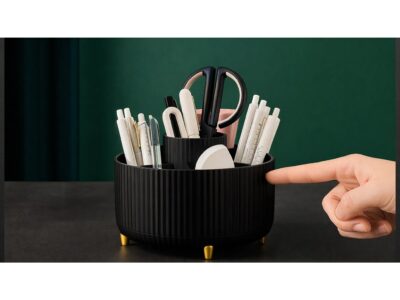 ORGANIZER NA KOSMETYKI OBROTOWY 15x15x12,5cm - czarny