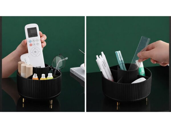 ORGANIZER NA KOSMETYKI OBROTOWY 15x15x12,5cm - czarny