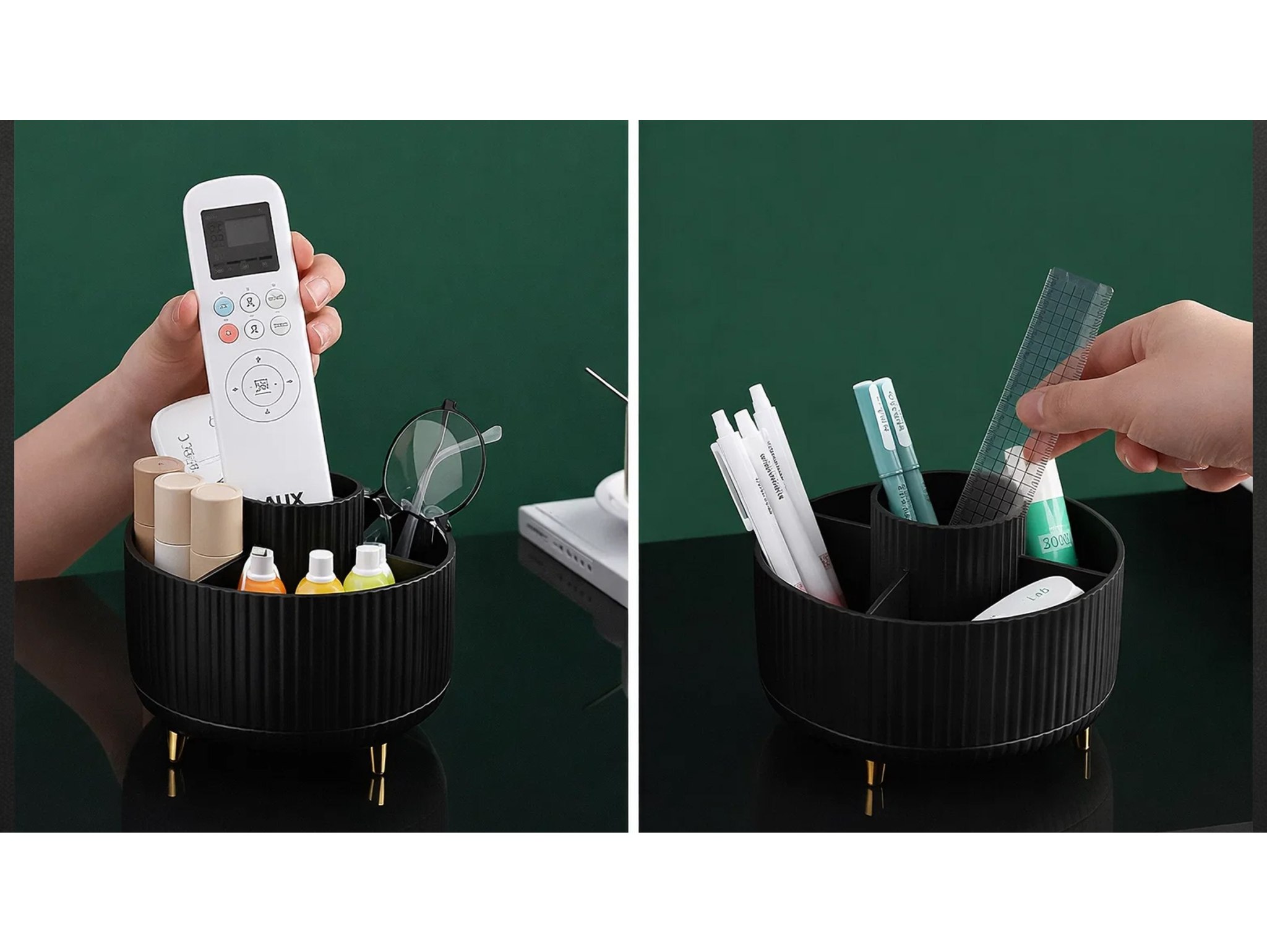 ORGANIZER NA KOSMETYKI OBROTOWY 15x15x12,5cm - czarny