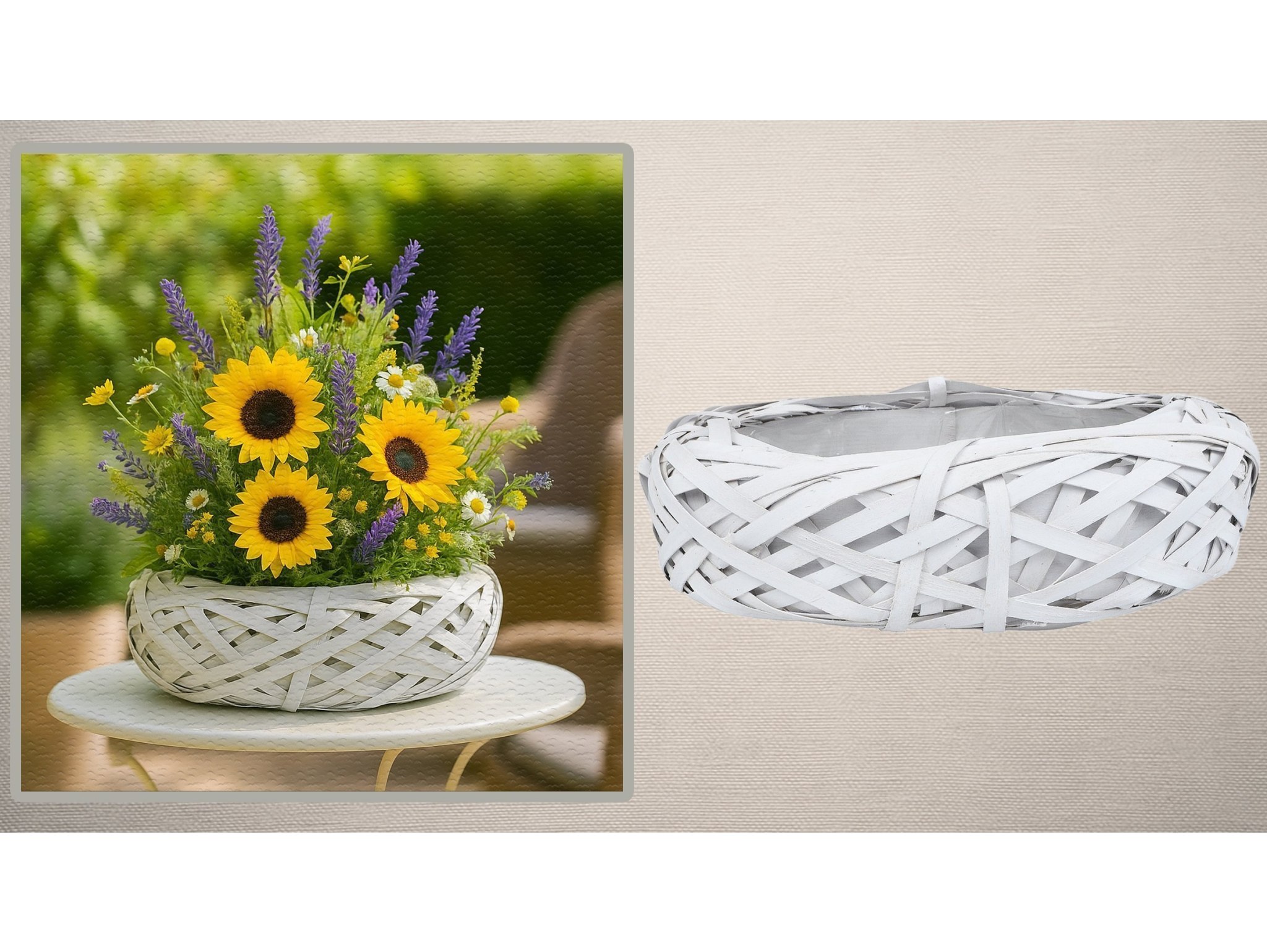 OSŁONKA DONICZKA RATTANOWA Z FOLIĄ ZESTAW 2SZT 30x21x9 20x15x7