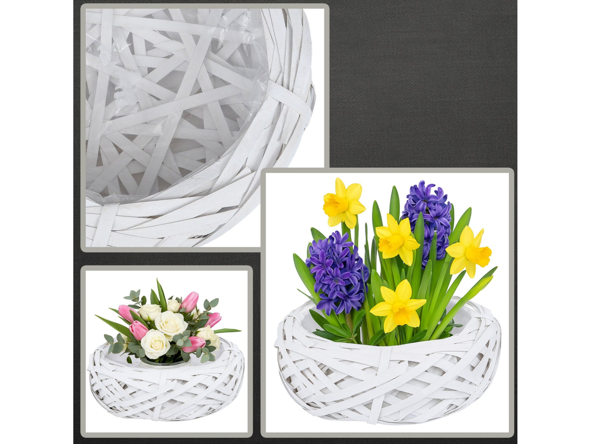 OSŁONKA DONICZKA RATTANOWA Z FOLIĄ ZESTAW 2SZT 30x21x9 20x15x7