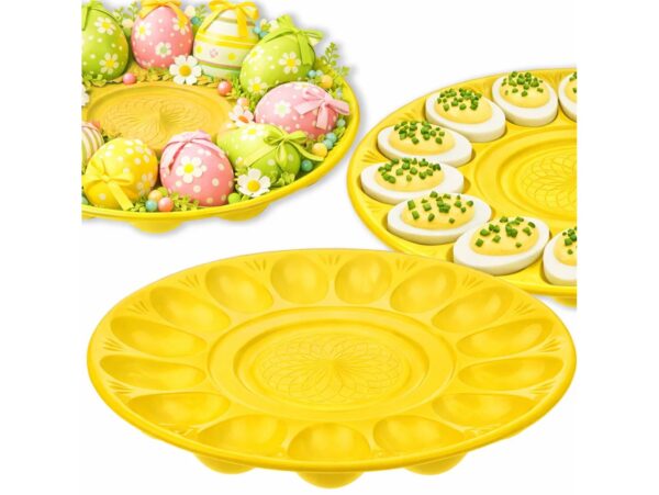 TALERZ NA JAJKA PLASTIKOWY 30CM - żółty