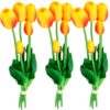 TULIPAN BUKIET SZTUCZNY GUMOWY 46CM (3 kwiaty 5x4cm + pąki) POMARAŃCZOWO-BIAŁY 3SZT